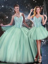  Turquoise Sweetheart Lace Up Beading 15th Birthday Dress Sleeveless