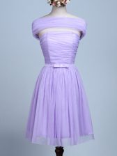 Discount Lavender Side Zipper Quinceanera Dama Dress Belt Sleeveless Mini Length
