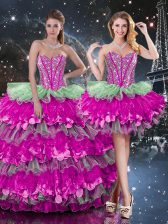Fabulous Ball Gowns Quinceanera Gowns Multi-color Sweetheart Organza Sleeveless Floor Length Lace Up