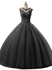 Fantastic Black Scoop Neckline Beading and Lace Sweet 16 Dress Sleeveless Lace Up