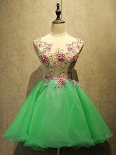 Custom Made Mini Length Lace Up Dress for Prom Green for Prom and Party with Embroidery