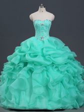 Super Floor Length Ball Gowns Sleeveless Apple Green 15 Quinceanera Dress Lace Up