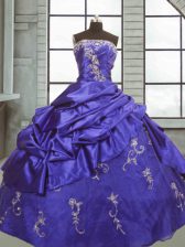 Edgy Appliques and Pick Ups 15 Quinceanera Dress Purple Zipper Sleeveless Floor Length