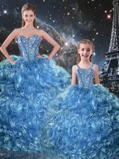 Modern Ball Gowns Vestidos de Quinceanera Baby Blue Sweetheart Organza Sleeveless Floor Length Lace Up