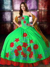 Stunning Multi-color Strapless Neckline Embroidery Quinceanera Dress Sleeveless Lace Up