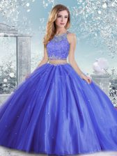 High Class Sleeveless Beading and Sequins Clasp Handle Quinceanera Gown