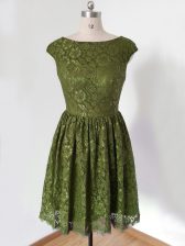 Simple Scoop 3 4 Length Sleeve Lace Up Damas Dress Olive Green Lace