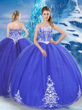Artistic Sweetheart Sleeveless Tulle Quinceanera Dresses Appliques Zipper