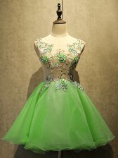 Fashion Sleeveless Mini Length Embroidery Lace Up Prom Dresses