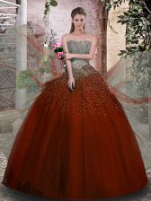 Decent Sleeveless Lace Up Floor Length Beading Quinceanera Dress