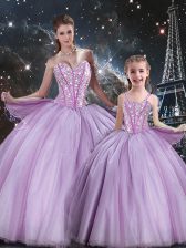  Floor Length Ball Gowns Sleeveless Lavender Quinceanera Dress Lace Up