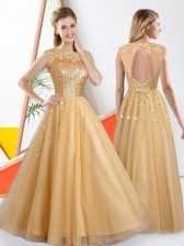 Unique Sleeveless Beading and Lace Backless Dama Dress for Quinceanera
