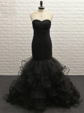 Delicate Floor Length Zipper Prom Gown Black for Prom and Sweet 16 with Beading