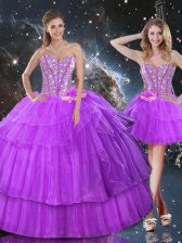 Delicate Organza Sleeveless Floor Length Sweet 16 Quinceanera Dress and Ruffled Layers