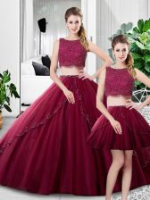  Fuchsia Tulle Zipper Sweet 16 Dress Sleeveless Floor Length Lace and Ruching