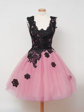 Hot Selling Ball Gowns Damas Dress Pink Straps Tulle Sleeveless Knee Length Zipper