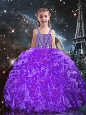 New Arrival Eggplant Purple Sleeveless Organza Lace Up Little Girls Pageant Dress Wholesale for Quinceanera and Wedding Party