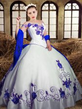 White Quinceanera Dresses Military Ball and Sweet 16 and Quinceanera with Embroidery Sweetheart Sleeveless Lace Up