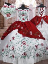Attractive Taffeta Sleeveless Floor Length 15 Quinceanera Dress and Embroidery and Ruffled Layers