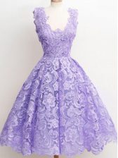 Custom Fit Lavender Quinceanera Court of Honor Dress Prom and Party and Wedding Party with Lace Straps Sleeveless Zipper