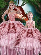  Multi-color Sleeveless Beading and Ruffles and Ruffled Layers Floor Length Quinceanera Gowns