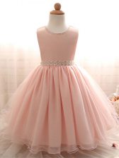  Pink Lace Up Scoop Beading Little Girls Pageant Dress Wholesale Organza Sleeveless