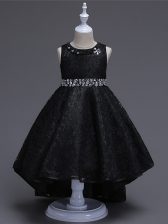 Hot Sale Sleeveless Beading Lace Up Pageant Gowns For Girls