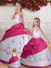 Extravagant Embroidery and Pick Ups Vestidos de Quinceanera White Lace Up Sleeveless Floor Length