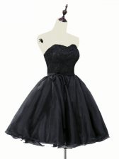  Black Sleeveless Organza Lace Up Prom Party Dress for Prom and Party and Beach