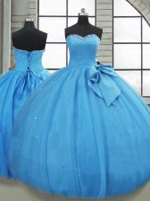  Sleeveless Bowknot Lace Up Quinceanera Gowns