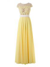  Yellow Sleeveless Organza Side Zipper Prom Party Dress for Prom and Party and Military Ball