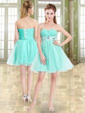  Mini Length Apple Green Prom Party Dress Sweetheart Sleeveless Lace Up