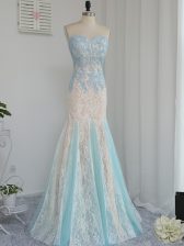 Spectacular Multi-color Mermaid Sweetheart Sleeveless Tulle Floor Length Zipper Appliques Prom Dresses