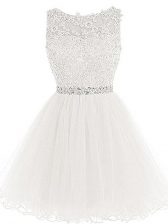  Sleeveless Beading and Lace and Appliques Lace Up Prom Dress