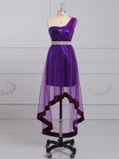 Classical Empire Sleeveless Purple Prom Dresses Zipper