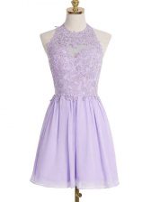  Lavender Sleeveless Knee Length Lace Lace Up Court Dresses for Sweet 16