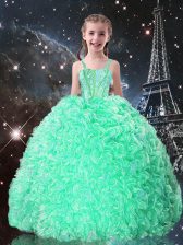 Luxurious Organza Sleeveless Floor Length Little Girls Pageant Gowns and Beading and Ruffles