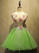 Elegant Mini Length Homecoming Dress Organza Sleeveless Embroidery
