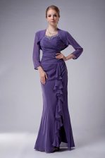  Floor Length Mermaid Sleeveless Purple Evening Dress Zipper