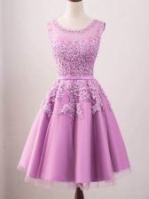  Lilac Tulle Lace Up Court Dresses for Sweet 16 Sleeveless Knee Length Lace