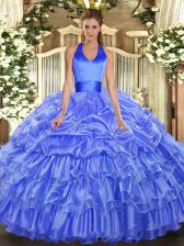 Spectacular Sleeveless Ruffled Layers and Pick Ups Lace Up Quince Ball Gowns