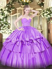 Dynamic Sweetheart Sleeveless Zipper Quinceanera Dresses Lilac Organza
