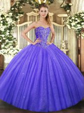 New Arrival Tulle Sleeveless Floor Length Quinceanera Dresses and Beading