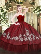 Superior Wine Red Sweetheart Zipper Embroidery Quinceanera Dress Sleeveless