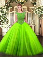 Colorful Scoop Sleeveless Zipper Quinceanera Dress Tulle