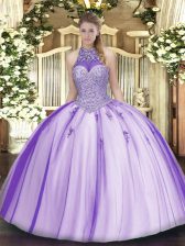 Ideal Sleeveless Lace Up Floor Length Beading and Appliques Vestidos de Quinceanera
