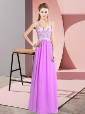  Floor Length Empire Sleeveless Lilac Prom Party Dress Zipper