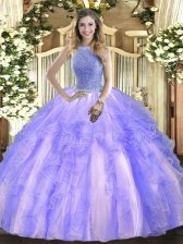  Floor Length Ball Gowns Sleeveless Lavender Vestidos de Quinceanera Lace Up