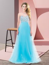 Ideal Sleeveless Beading Lace Up Prom Evening Gown