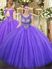  Floor Length Ball Gowns Sleeveless Lavender 15 Quinceanera Dress Lace Up